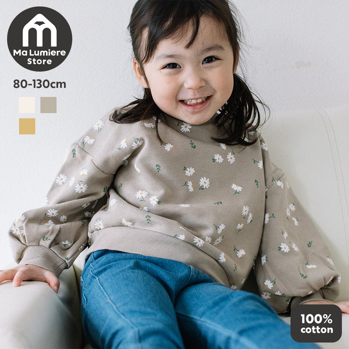 [t.] ぽわん袖 花柄 トレーナー