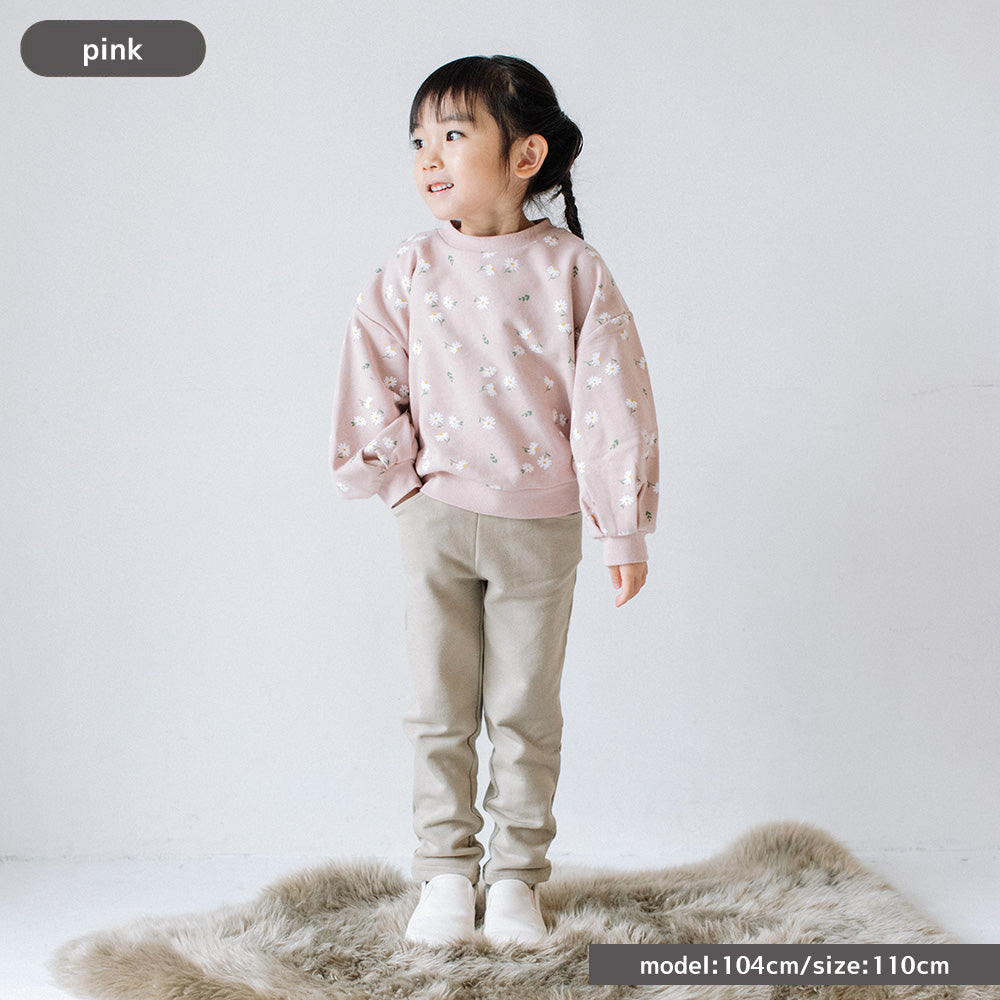 [t.] ぽわん袖 花柄 トレーナー