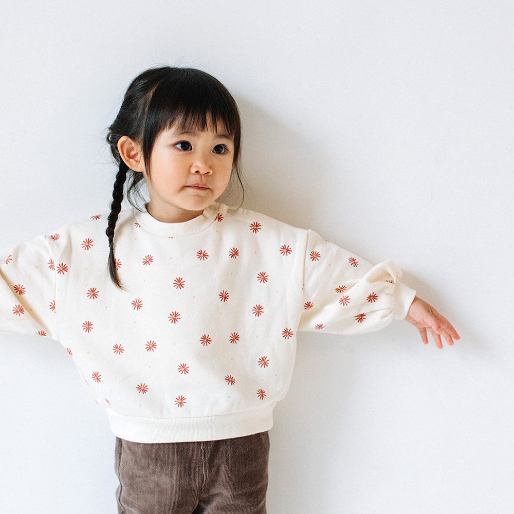 [t.] ぽわん袖 花柄 トレーナー