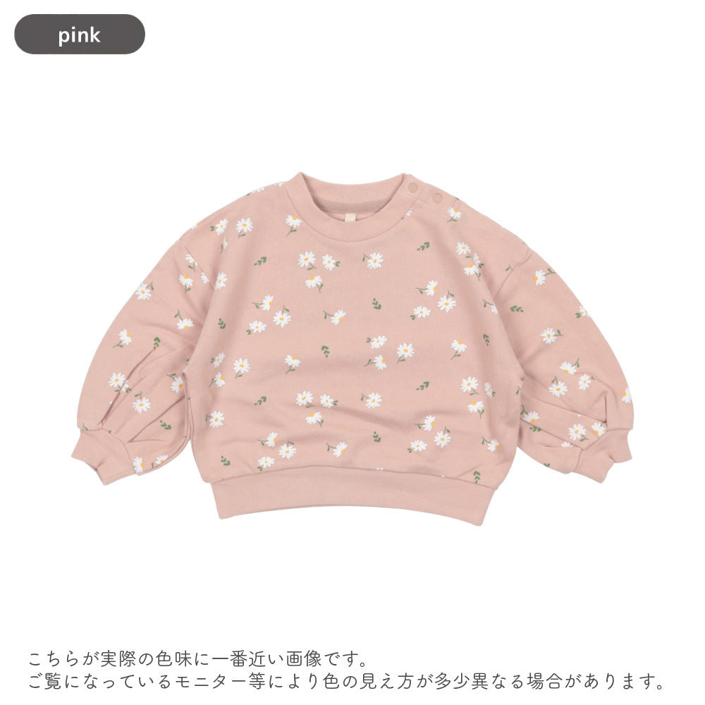 [t.] ぽわん袖 花柄 トレーナー