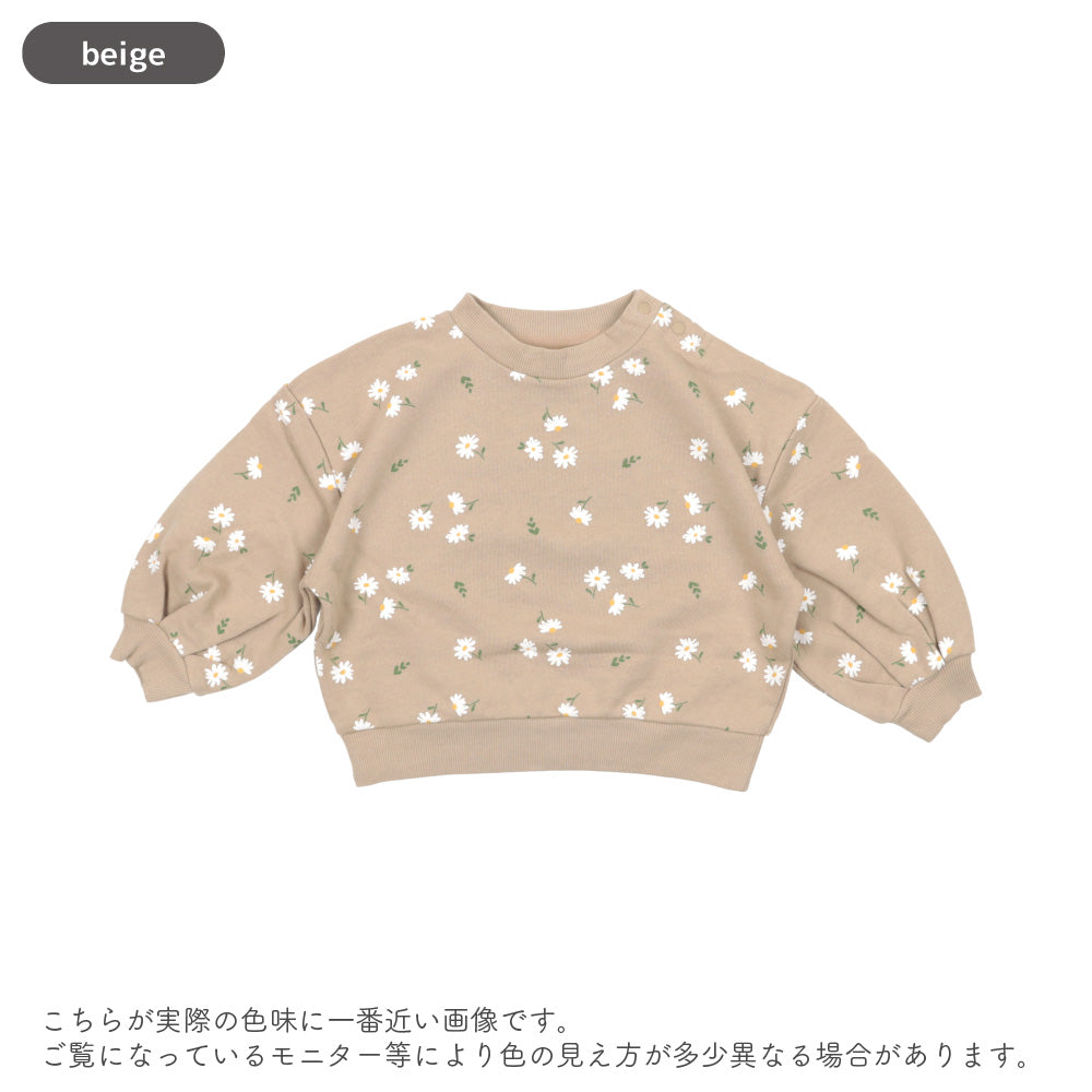[t.] ぽわん袖 花柄 トレーナー