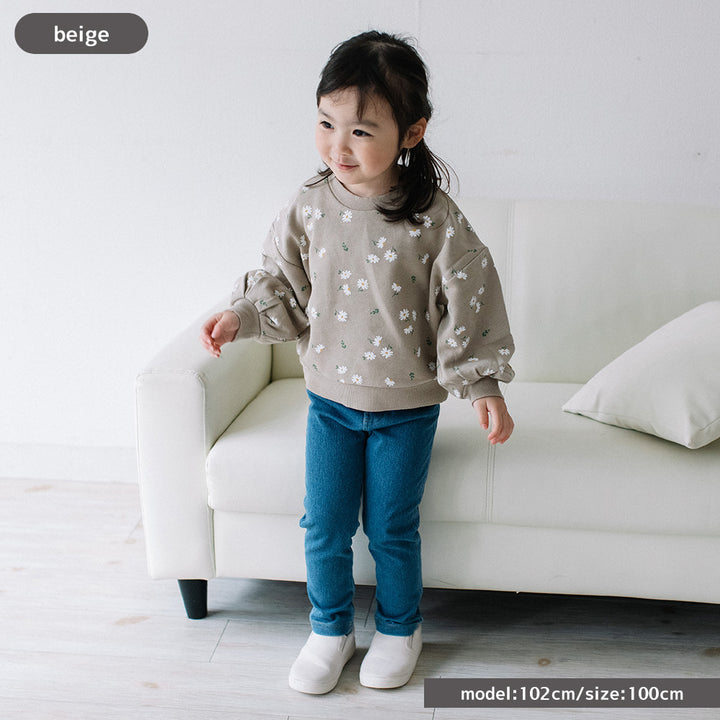 [t.] ぽわん袖 花柄 トレーナー