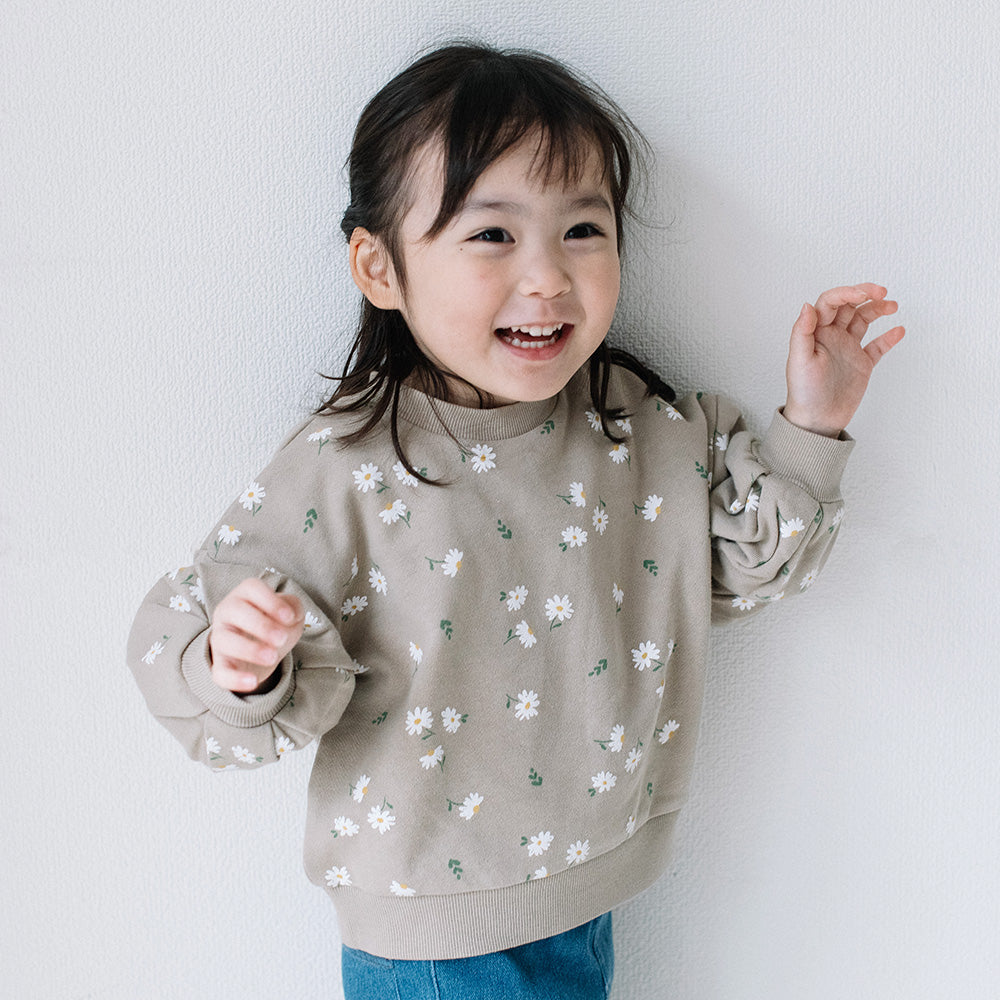 [t.] ぽわん袖 花柄 トレーナー