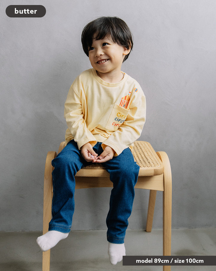 【新作】[t.] ポケット付き前後プリント長袖Tシャツ