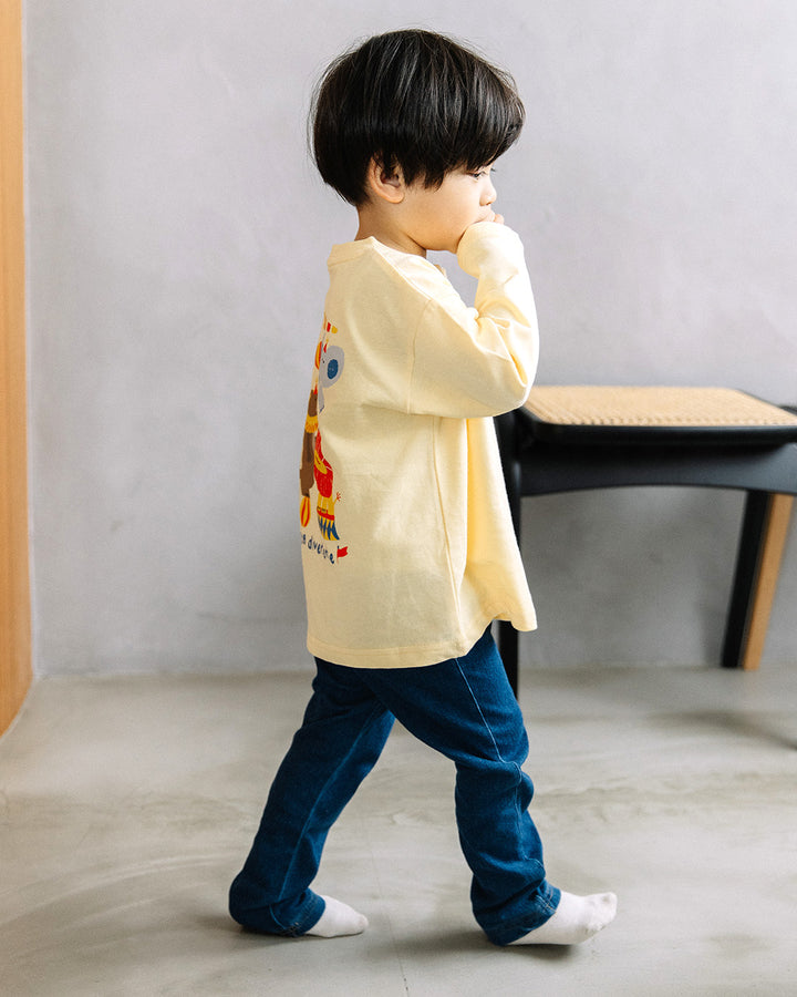 【新作】[t.] ポケット付き前後プリント長袖Tシャツ