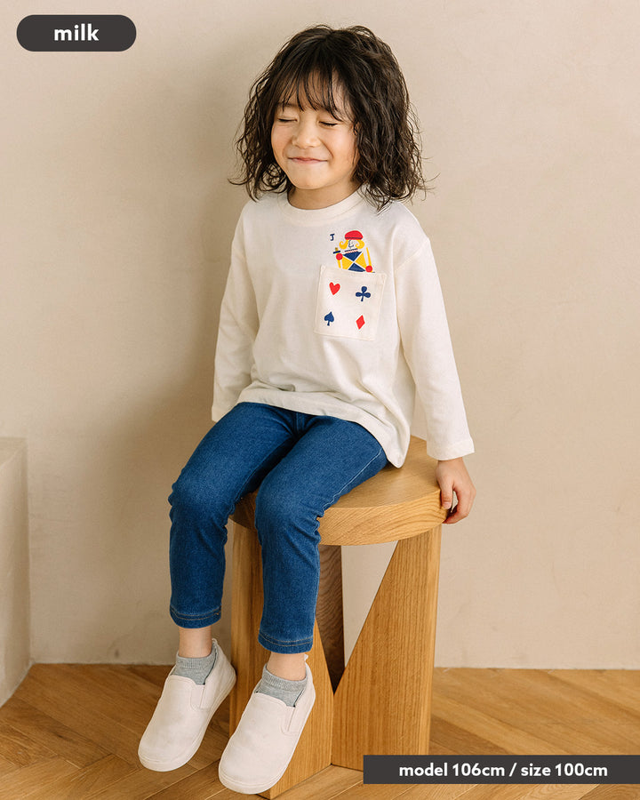 【新作】[t.] ポケット付き前後プリント長袖Tシャツ