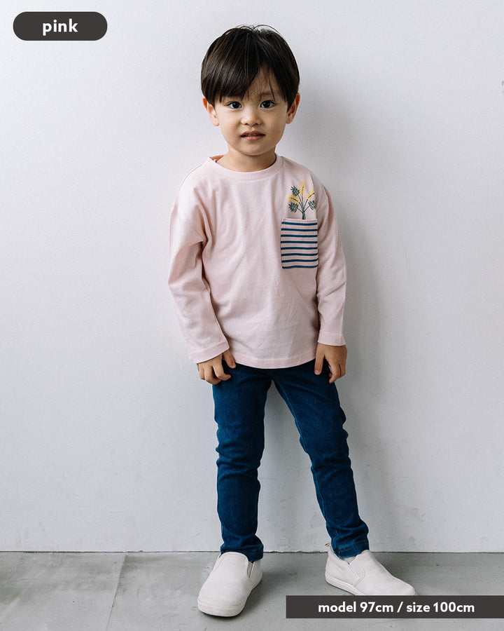 【予約】【新色追加】[t.] ポケット付き前後プリント長袖Tシャツ