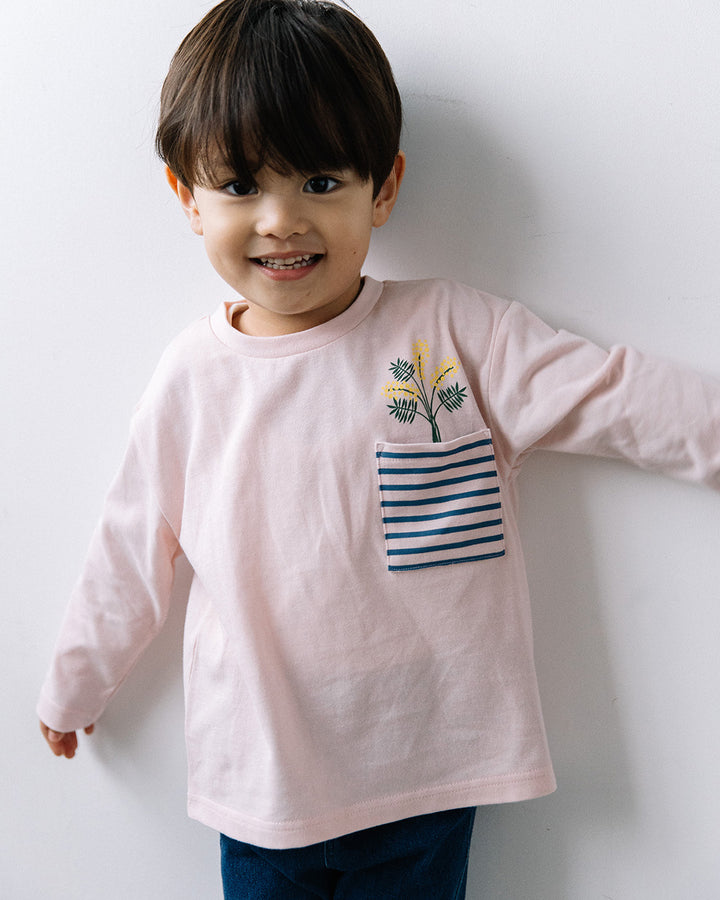 【予約】【新色追加】[t.] ポケット付き前後プリント長袖Tシャツ