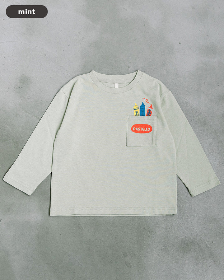 【予約】【新色追加】[t.] ポケット付き前後プリント長袖Tシャツ