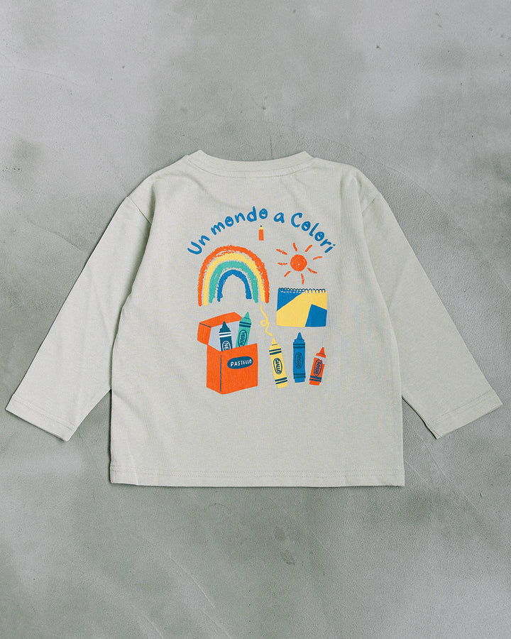 【予約】【新色追加】[t.] ポケット付き前後プリント長袖Tシャツ