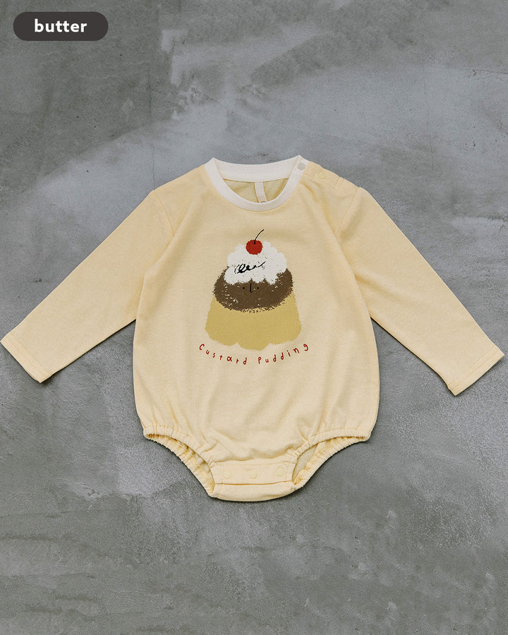 【新作】[t.] ラクガキたべものプリント長袖ロンパース