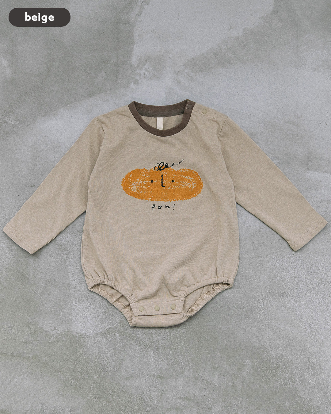 【新作】[t.] ラクガキたべものプリント長袖ロンパース