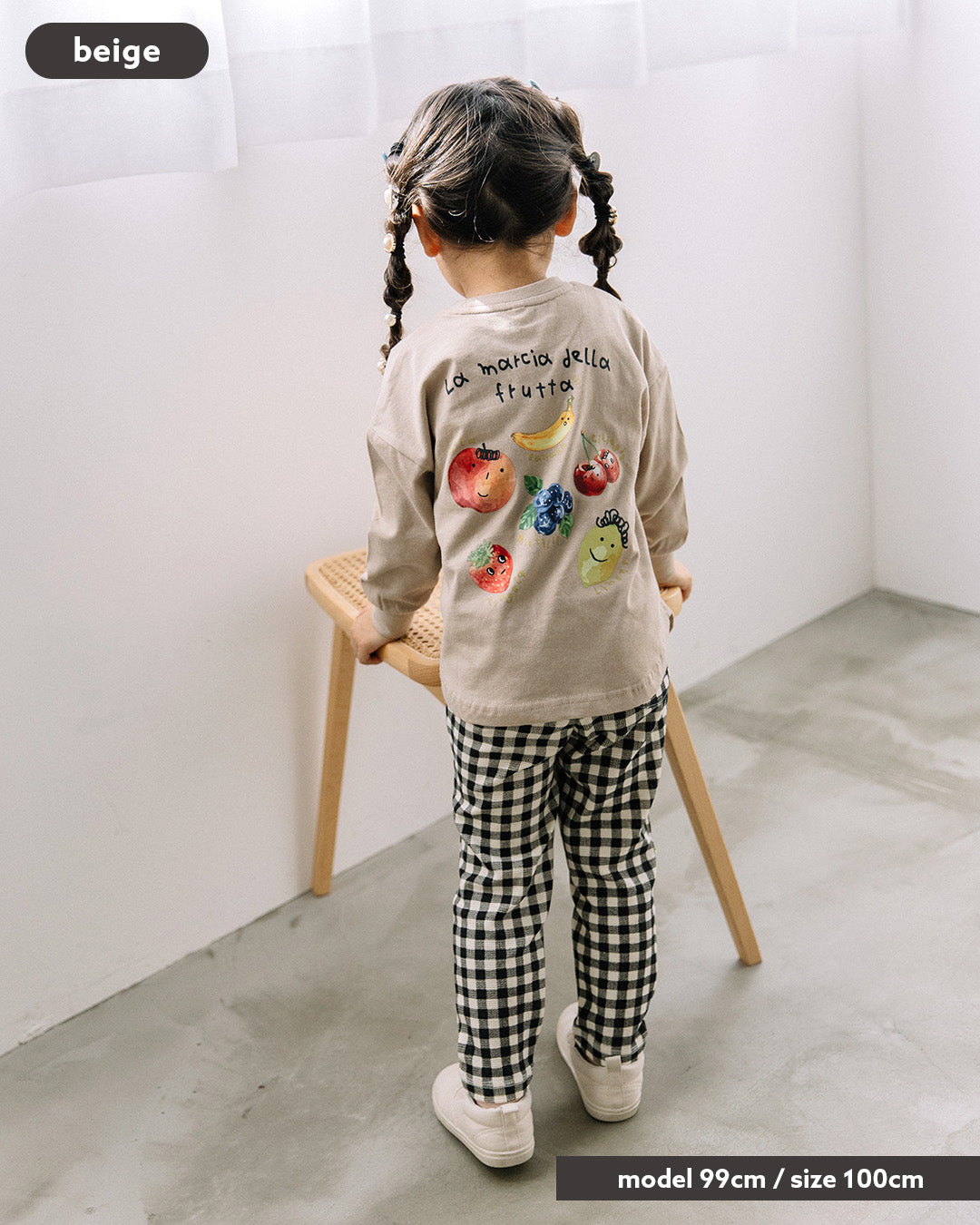 【新色先行販売】[t.] たべもの前後プリント長袖 Tシャツ