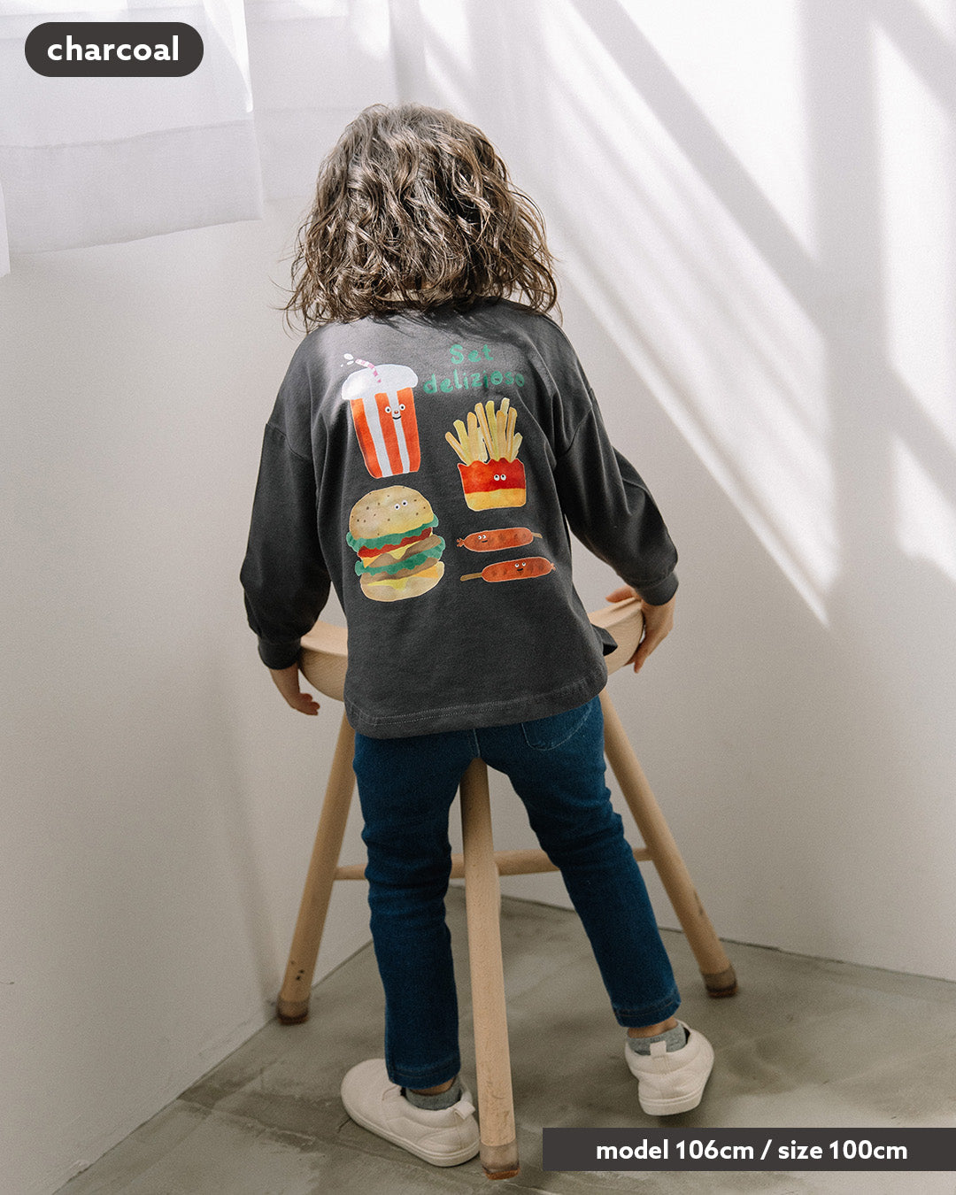 【新色先行販売】[t.] たべもの前後プリント長袖 Tシャツ
