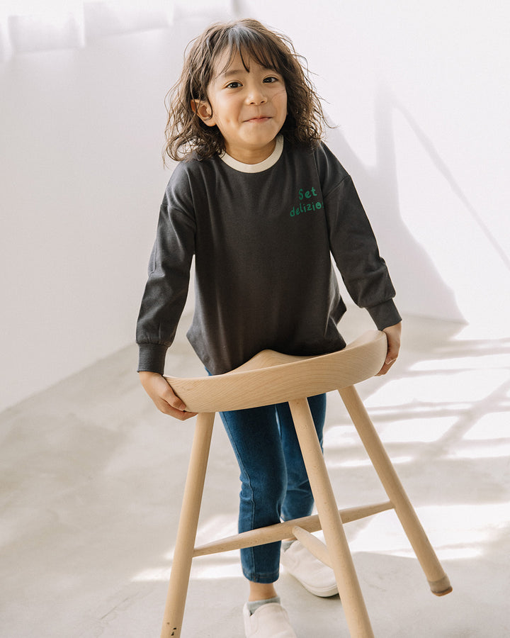 【新色先行販売】[t.] たべもの前後プリント長袖 Tシャツ