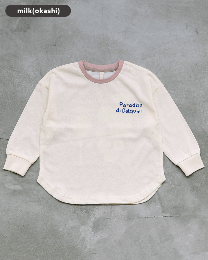 【新色先行販売】[t.] たべもの前後プリント長袖 Tシャツ