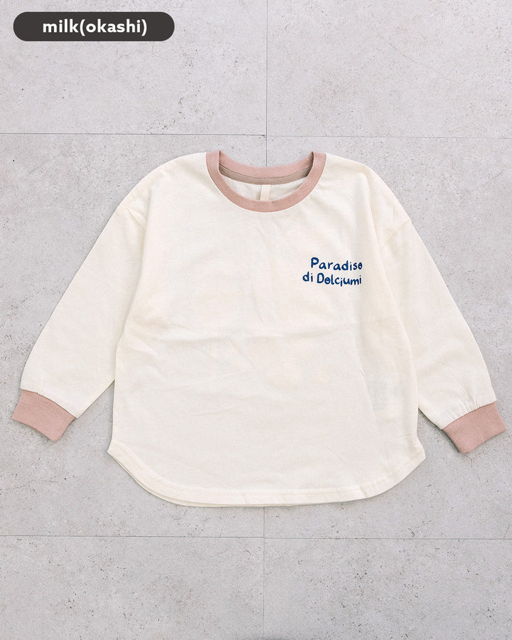 【再入荷】[t.] たべもの前後プリント長袖 Tシャツ