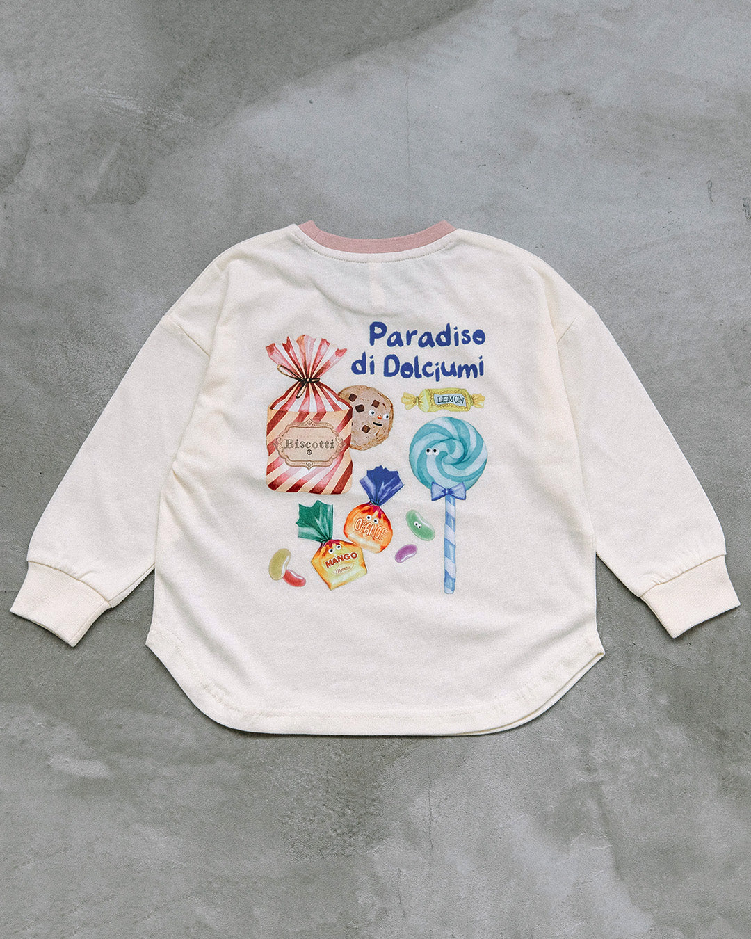 【新色先行販売】[t.] たべもの前後プリント長袖 Tシャツ