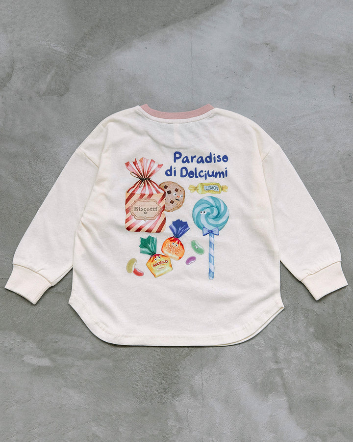 【新色先行販売】[t.] たべもの前後プリント長袖 Tシャツ