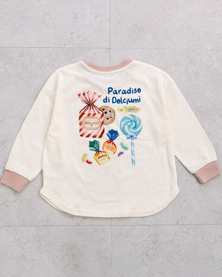 【再入荷】[t.] たべもの前後プリント長袖 Tシャツ