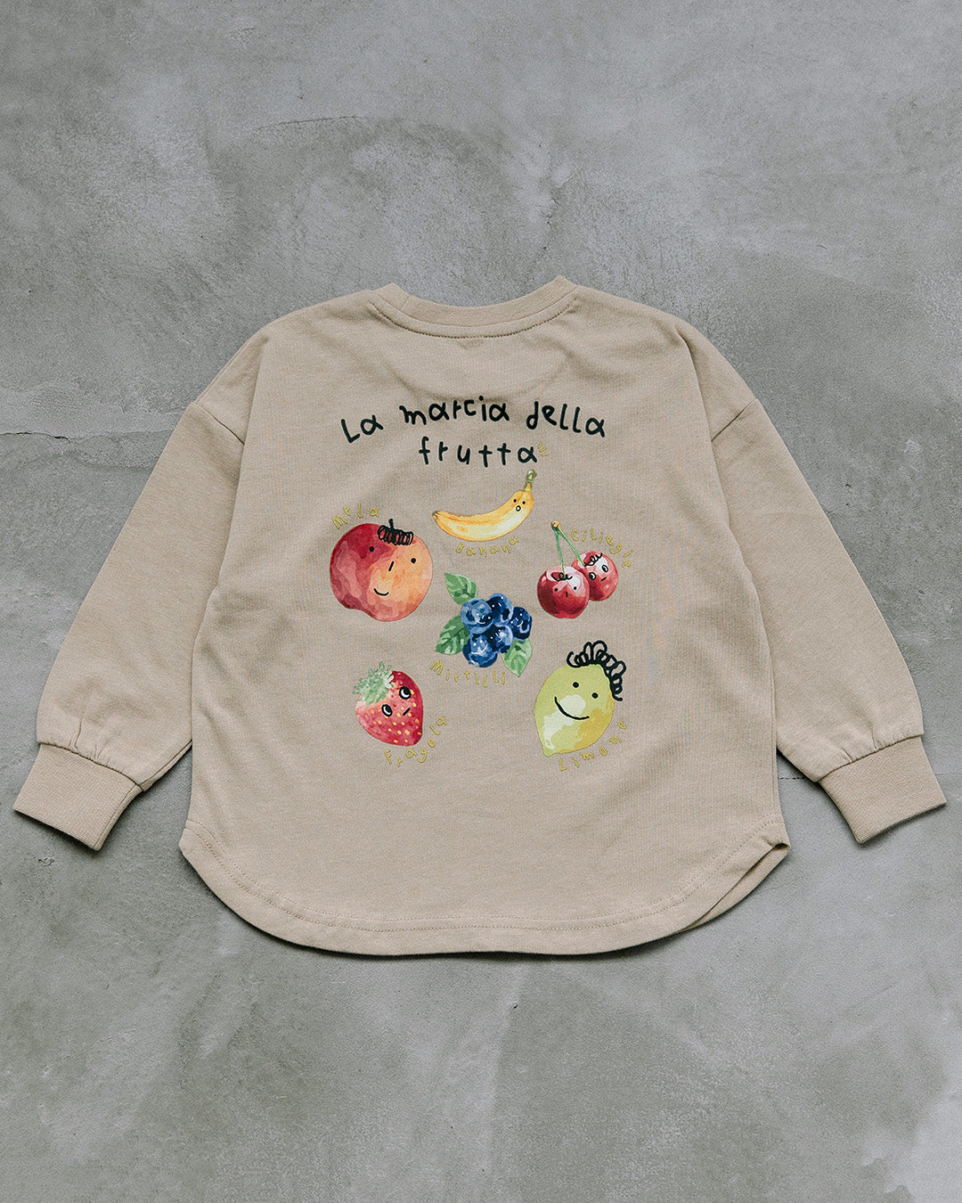 【新色先行販売】[t.] たべもの前後プリント長袖 Tシャツ