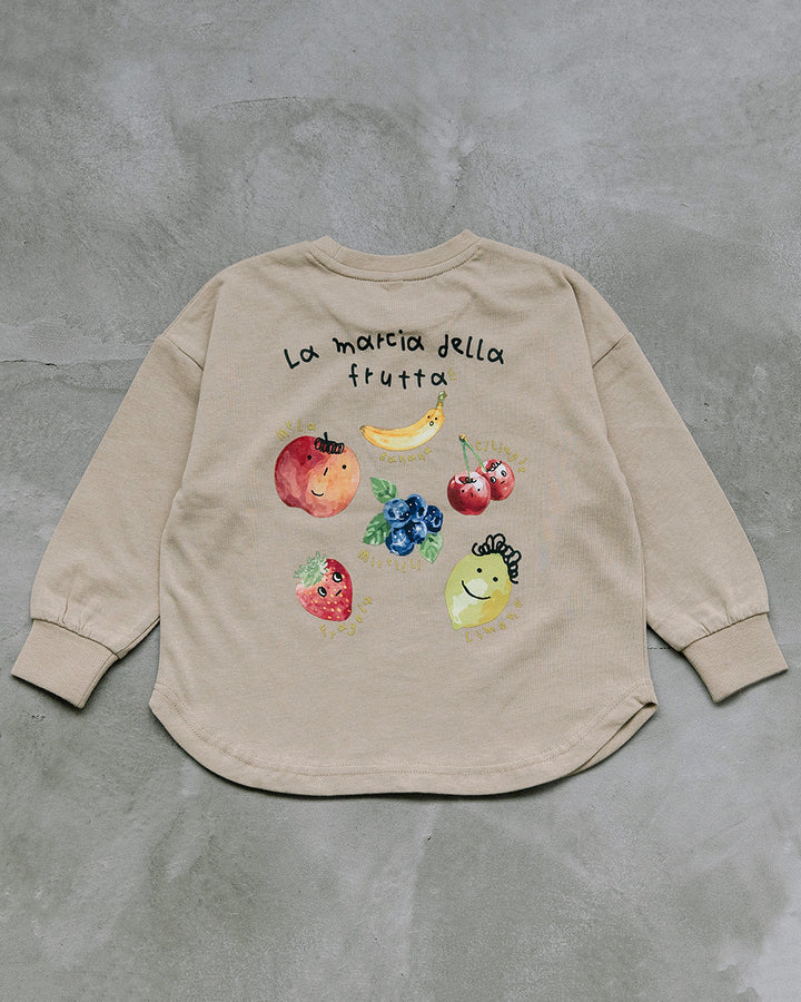 【新色先行販売】[t.] たべもの前後プリント長袖 Tシャツ