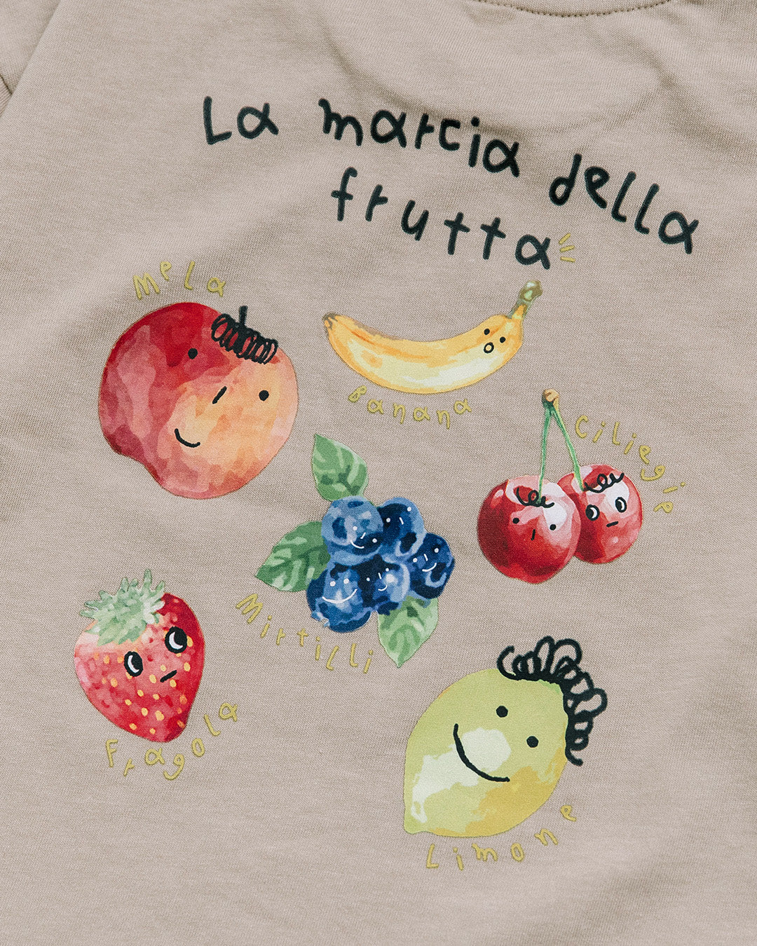 【新色先行販売】[t.] たべもの前後プリント長袖 Tシャツ