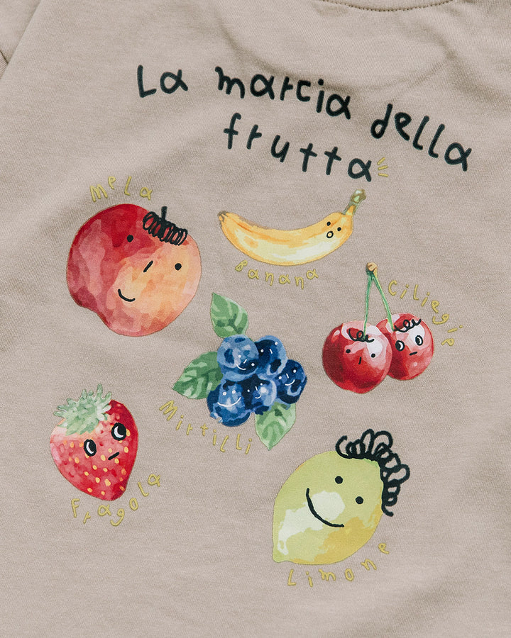 【新色先行販売】[t.] たべもの前後プリント長袖 Tシャツ