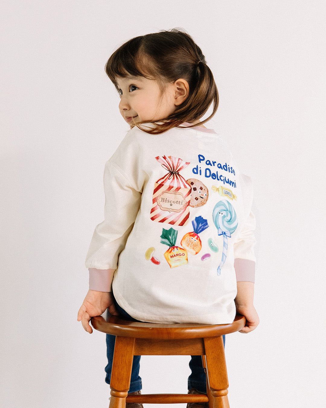 【再入荷】[t.] たべもの前後プリント長袖 Tシャツ