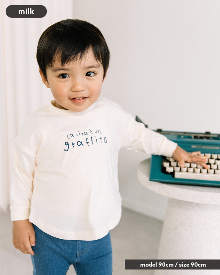 【再入荷】[t.] たべもの前後プリント長袖 Tシャツ