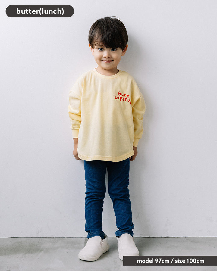 【予約】【新色追加】[t.] たべもの前後プリント長袖 Tシャツ