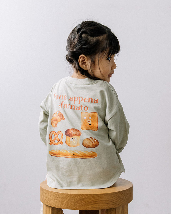 【予約】【新色追加】[t.] たべもの前後プリント長袖 Tシャツ