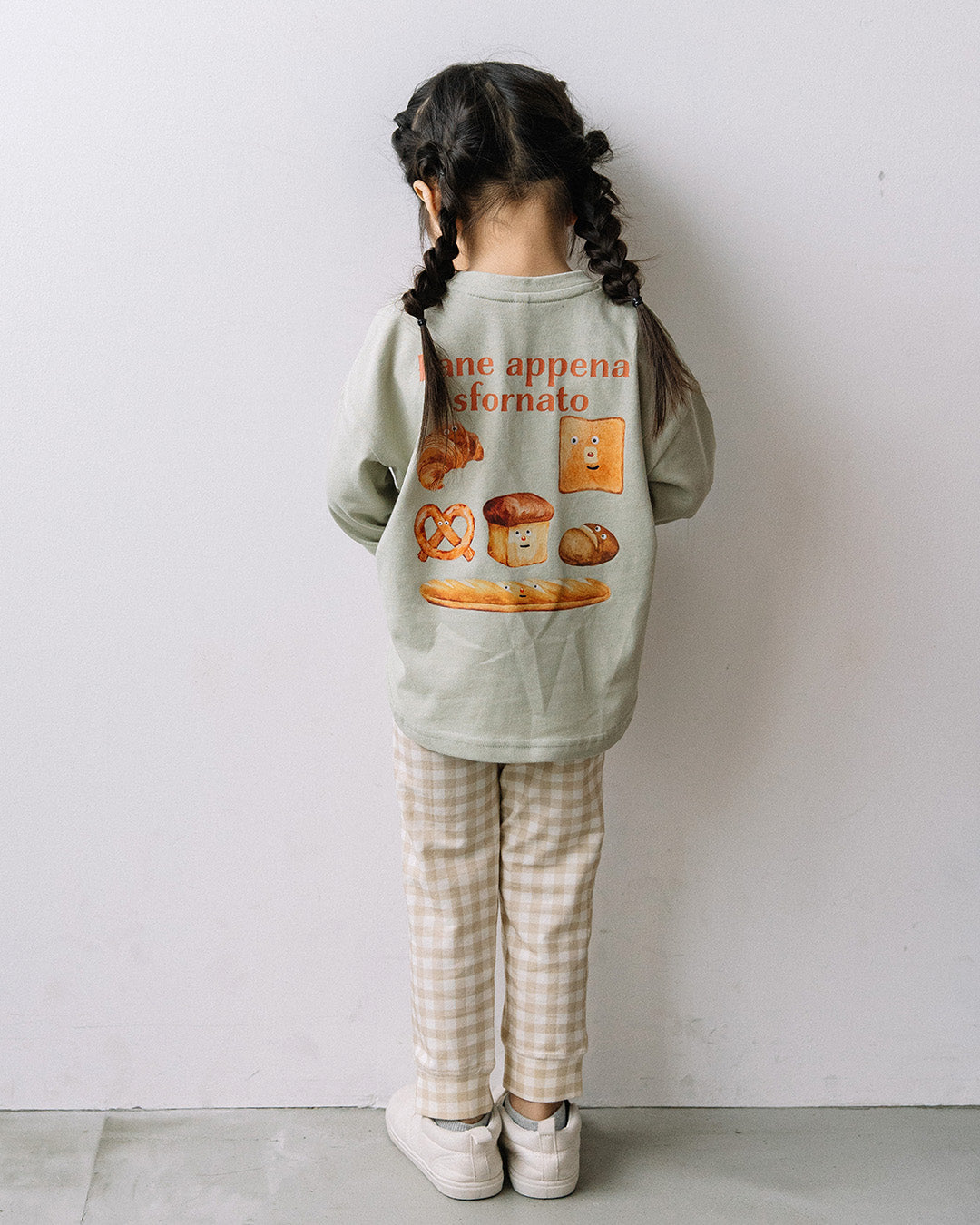 【予約】【新色追加】[t.] たべもの前後プリント長袖 Tシャツ