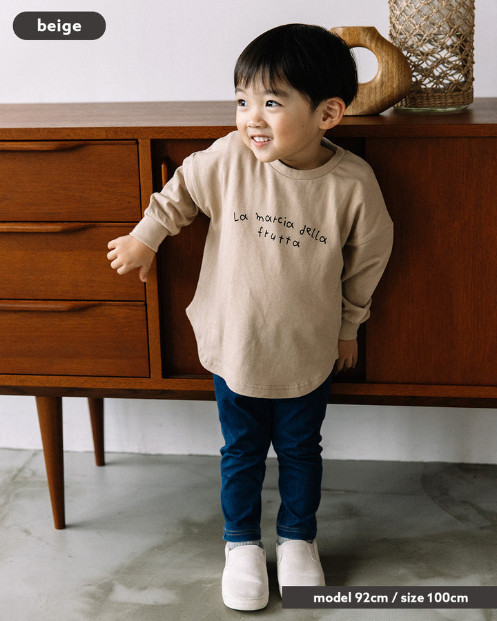 【予約】【新色追加】[t.] たべもの前後プリント長袖 Tシャツ