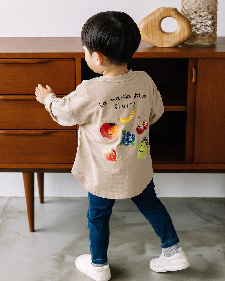 【予約】【新色追加】[t.] たべもの前後プリント長袖 Tシャツ