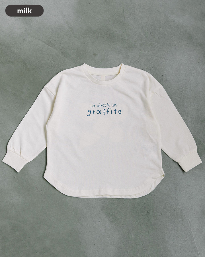 【予約】【新色追加】[t.] たべもの前後プリント長袖 Tシャツ
