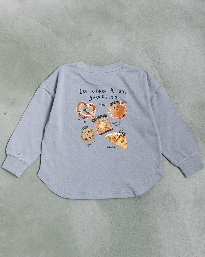 【予約】【新色追加】[t.] たべもの前後プリント長袖 Tシャツ