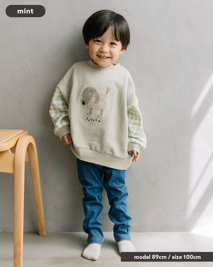 【新色追加】[t.] サガラ 刺繍 切替 トレーナー