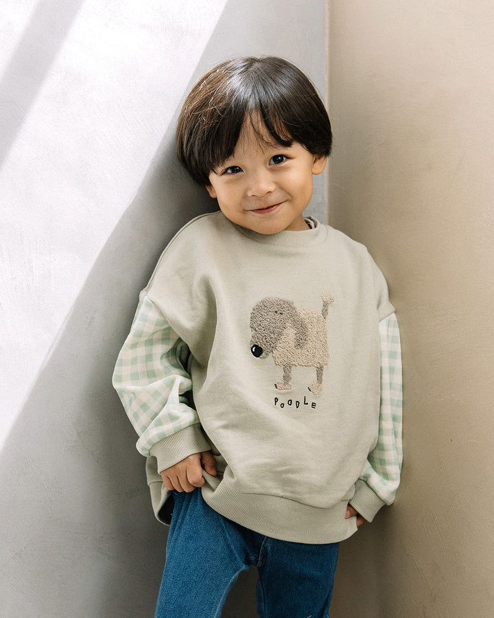 【新色追加】[t.] サガラ 刺繍 切替 トレーナー