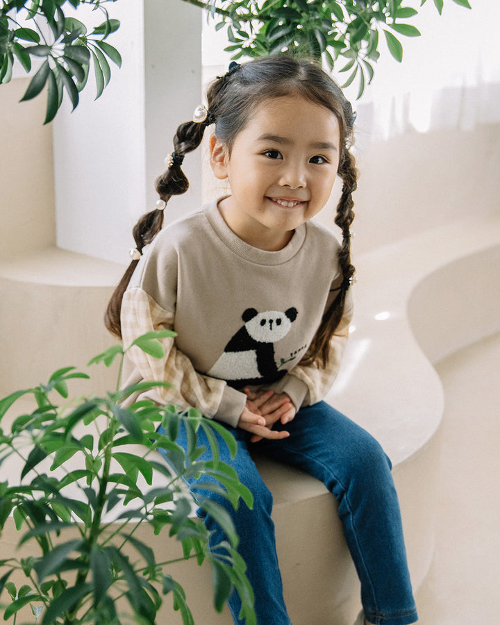 【新色追加】[t.] サガラ 刺繍 切替 トレーナー