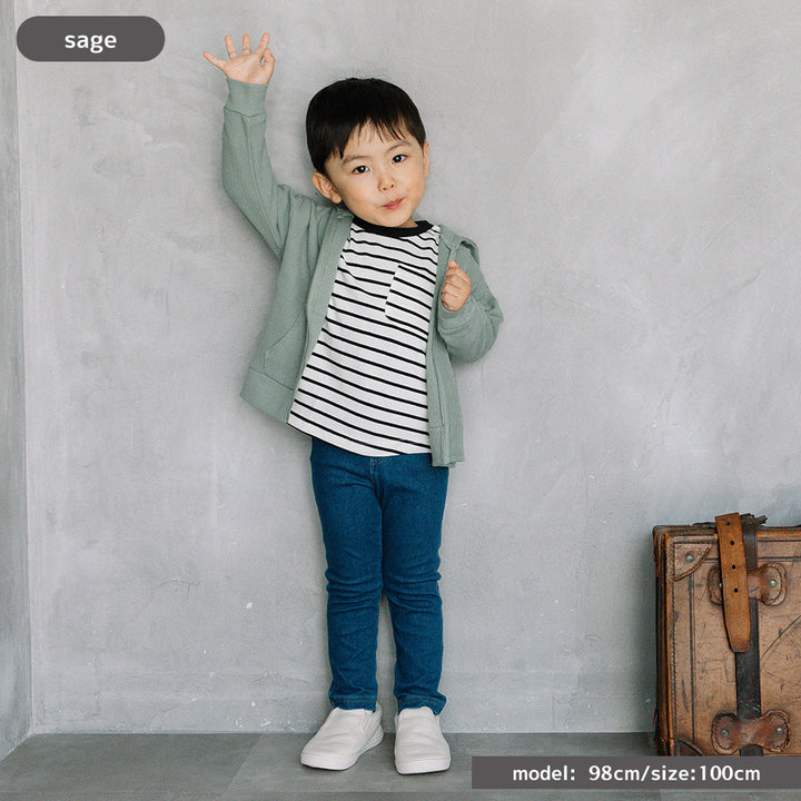 【SALE】[t.] ワッフル 長袖 ジップアップ パーカー