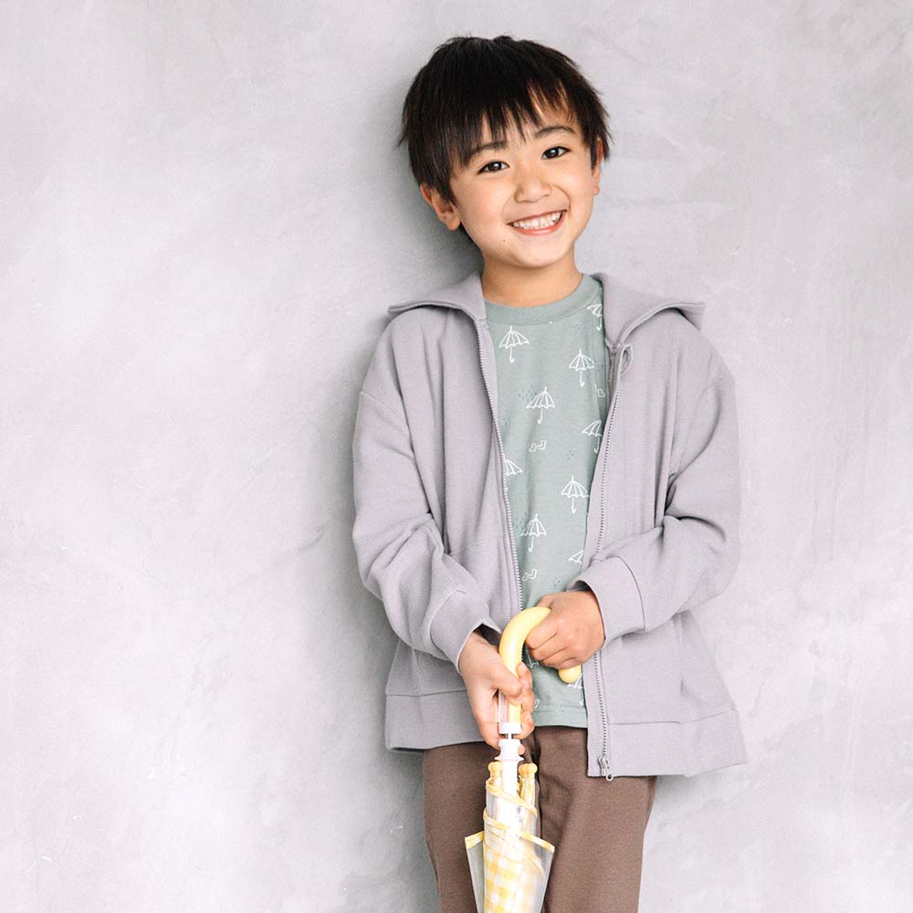 【SALE】[t.] ワッフル 長袖 ジップアップ パーカー