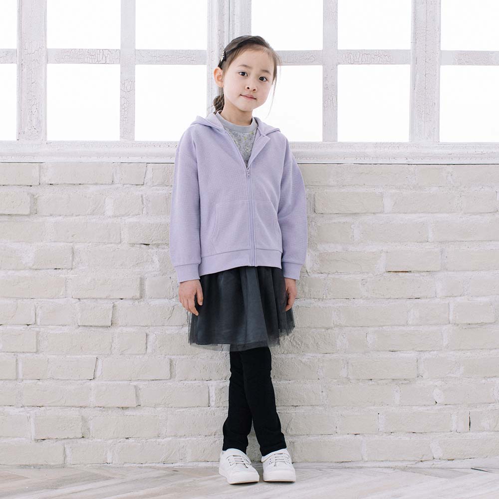 【SALE】[t.] ワッフル 長袖 ジップアップ パーカー