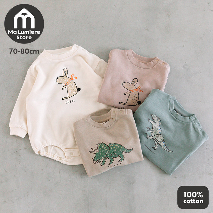 [t.] ラクガキ プリント 裏毛 ロンパース