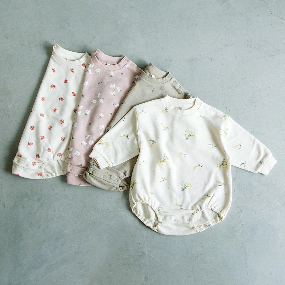 [t.] 総柄 裏毛 ロンパース