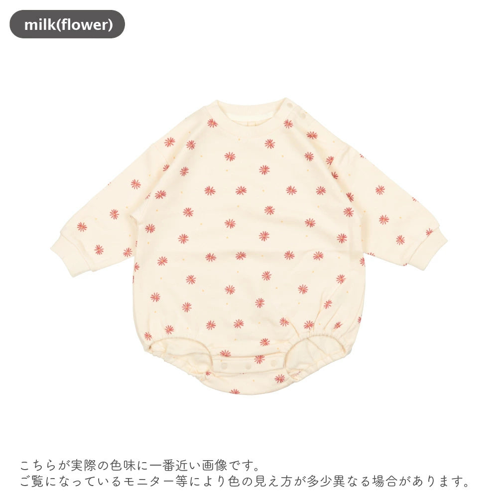 [t.] 総柄 裏毛 ロンパース