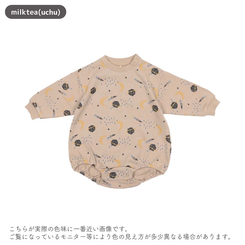 [t.] 総柄 裏毛 ロンパース