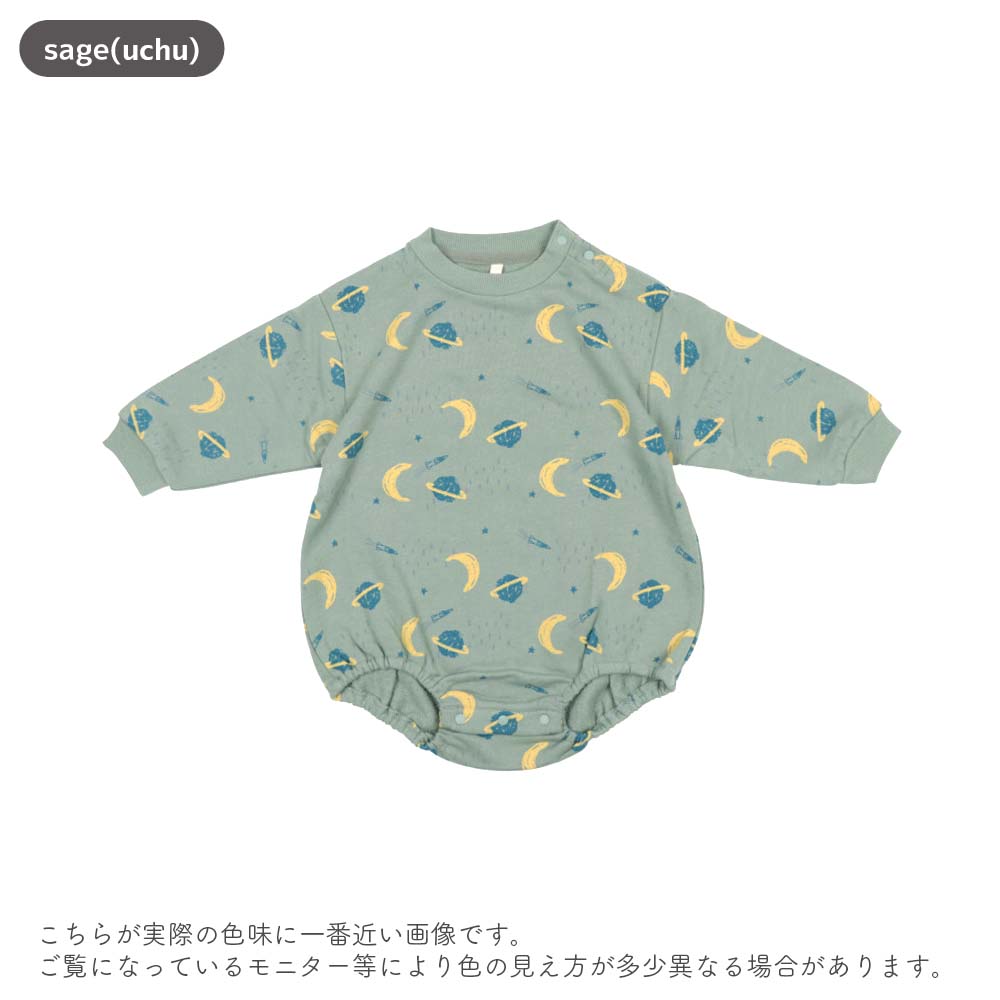 [t.] 総柄 裏毛 ロンパース