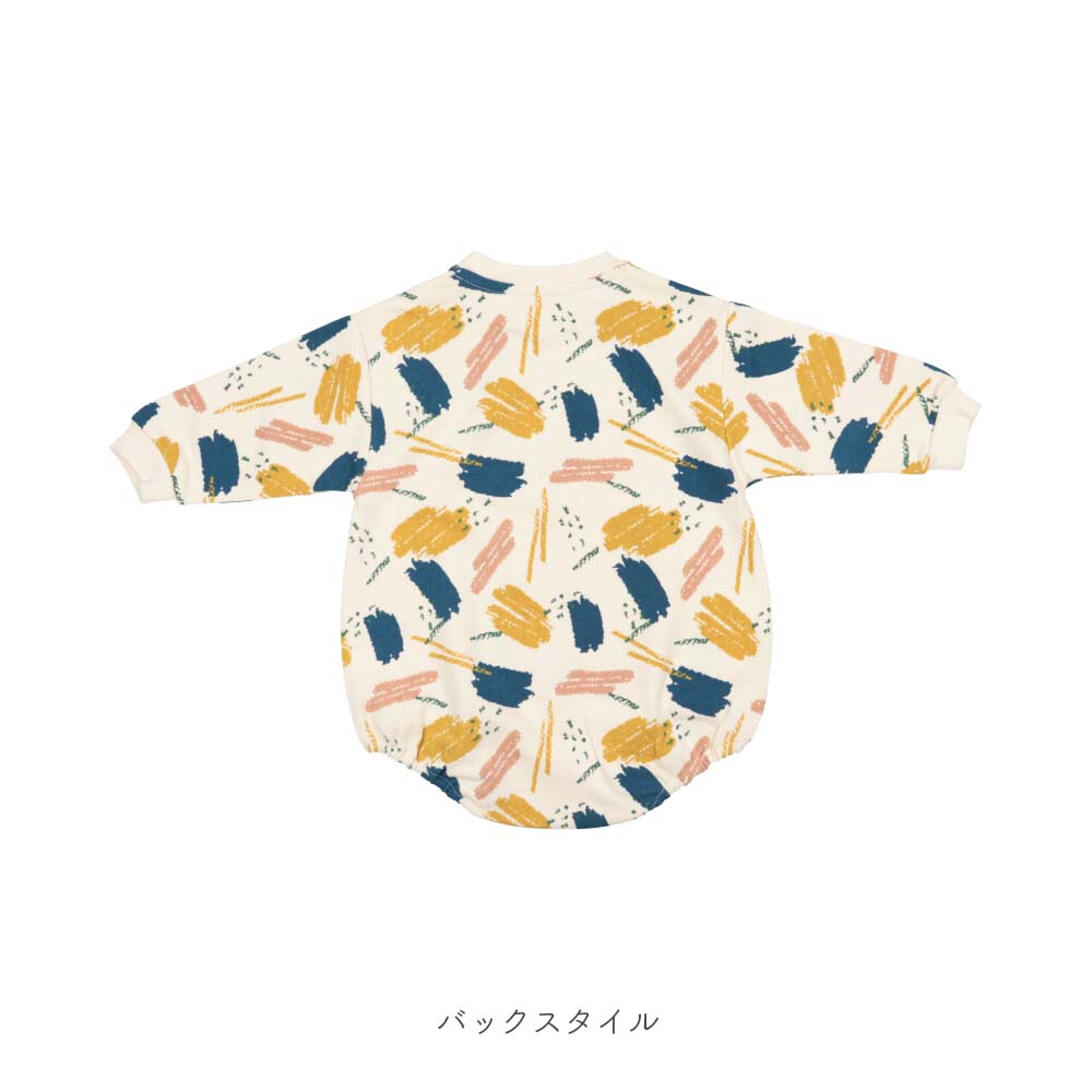 [t.] 総柄 裏毛 ロンパース