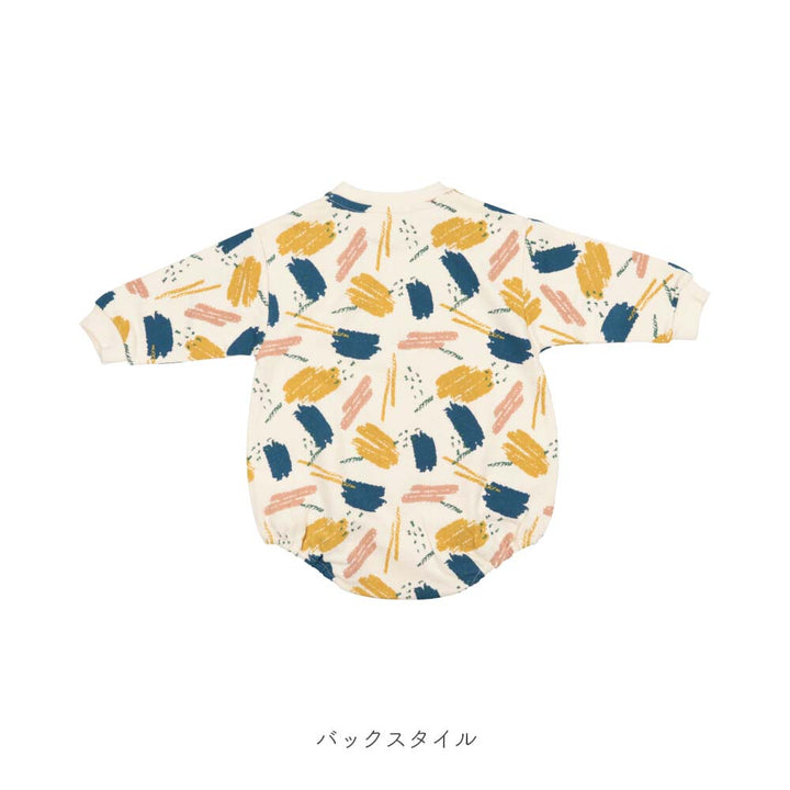 [t.] 総柄 裏毛 ロンパース